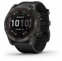 Часы Garmin FENIX 7X Sapphire Solar титановый угольно-серый DLC с силиконовым ремешком, 010-02541-11