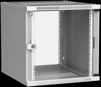 Шкаф коммутационный ITK Linea WE (LWE3-12U64-GF) настенный 12U 600x450мм пер. дв. стекл направл. под закл. гайки 50кг серый 400мм