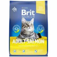 Сухой корм премиум класса Brit Premium Cat Adult Salmon с лососем для взрослых кошек. 2 кг