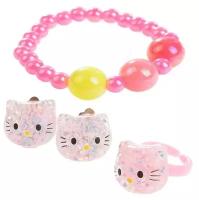 Набор украшений Oubaoloon Hello Kitty, заколки, кольцо и браслет, в пакете (R3-10)