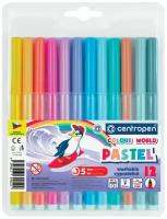 Фломастеры пастельные 12 цветов CENTROPEN «Colour World Pastel», смываемые, 7550/