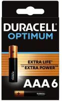Батарейки Duracell Optimum, алкалиновые, AAA (LR03), 6BL