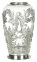 Ваза стеклянная с оловянным узором Листья 21 см, Freitas&Dores, 32404