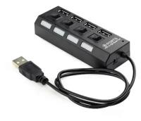 Концентратор USB 2.0 Gembird UHB-243-AD с подсветкой и выключателем, 4 порта, блистер