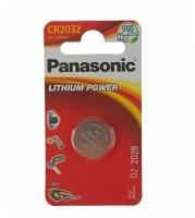 Батарейка литиевая Panasonic Lithium Power, CR2032-1BL, 3В, блистер, 1 шт