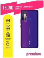 Защитное стекло для Tecno Camon 15/ 15 Air/ Spark 5/ Техно Камон 15 / 15 Аир / Спарк 5 (гибридное) на камеру, 2 шт