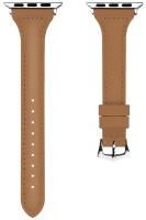 Тонкий кожаный ремешок для Apple Watch 42/44/45 мм, iGrape (Темно-бежевый)