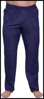 Мужские брюки арт. 22-0497 Синий размер 58 Кулирка Оптима трикотаж прямого кроя с карманами пояс на резинке