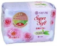 Sayuri super soft ежедневные гигиенические прокладки с ароматом зеленого чая, 2 капли, 15 см, 30+6 шт