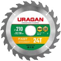 URAGAN Fast 210х32/30мм 24Т, диск пильный по дереву