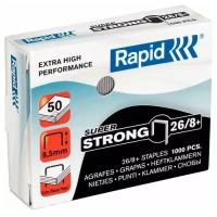 Скобы для степлера №26/8+ Rapid Super Strong, 1000 шт/уп