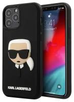 Чехол Karl Lagerfeld 3D Rubber Karl's head Hard для iPhone 12 | 12 Pro, черный