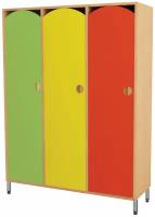 Шкаф для одежды детский, 3 отделения, 1080х340х1340 мм, бук бавария/цветной фасад