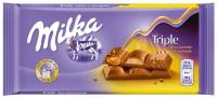 Шоколад Milka Triple Caramel молочный с тремя видами начинки из карамели, 90 г