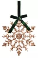 Новогоднее подвесное украшение Снежинка с блестками из полипропилена, полиэтилена и полиэстера / 13x11x1см арт.88625