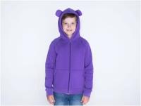 Фиолетовая детская кофта с ушками медведя из хлопка на 6 лет (116 см)