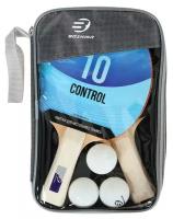 Набор для настольного тенниса BOSHIKA Control 10, 2 ракетки,3 мяча, накладка 1,5 мм, коническая ручка