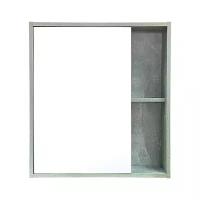 Зеркало шкаф для ванной / Runo / Эко 52 / серый бетон / универсальный / полка для ванной