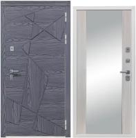 Дверь входная металлическая DIVA 97/3 Зеркало 2050x860 Правая Дуб Графит - Д15 Сандал белый, тепло-шумоизоляция, антикоррозийная защита для квартиры