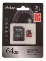 Карта памяти Netac P500 PRO microSDHC 64GB Сlass 10 UHS-I 100MB/s + ADP (NT02P500PRO-064G-R)