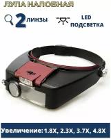 Лупа налобная Veber с подсветкой MG81007-A