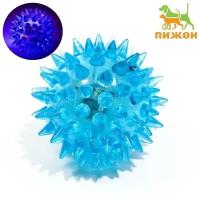 Мяч светящийся для животных малый, TPR, 4,5 см, голубой