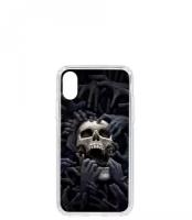 Чехол для iPhone X Kruche Print Skull Hands, противоударная пластиковая накладка с рисунком, силиконовый бампер с защитой камеры, кейс с принтом