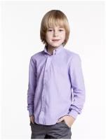 Школьная рубашка Winkiki, прямой силуэт, на пуговицах, длинный рукав, без карманов, манжеты, трикотажная, однотонная, размер 122, белый