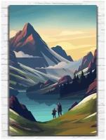 Картина по номерам на холсте Горный пейзаж (природа, лес, хижина) - 9234 В 60x40
