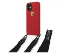 Чехол Ferrari On-Track Liquid silicone Strap & metal logo Hard для iPhone 12 mini, цвет Красный (FESTRAHCP12SRE)