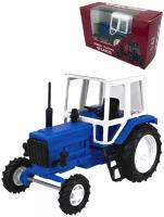 Коллекционная модель, Трактор МТЗ-82, Машинка детская, синий, металлический, пластмассовая кабина, масштаб 1/43, размер -9 х 4,5 х 6,5 см