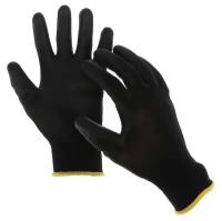 Перчатки нейлоновые, с латексной пропиткой, размер 8, чёрные