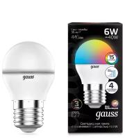 Лампа Gauss Шар G45 6W E27 RGBW+димирование LED 1/100