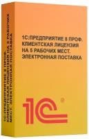 1С Предприятие 8 ПРОФ. Клиентская лицензия на 5 рабочих мест. Электронная поставка