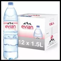 Вода Evian / Эвиан 1.5 литра, без газа, пэт, 12 шт. в уп