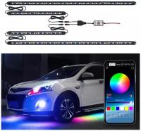 Подсветка днища авто ElectroKot светодиодная RGB управление смартфоном комплект 4 модуля