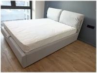 Кровать двуспальная с мягкими подушками в изголовье на липучках с подъемным механизмом и ящиком для белья MyCloud модель Ибица