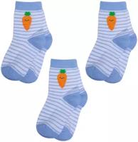 Комплект из 3 пар детских носков RuSocks (Орудьевский трикотаж) рис. 01, бело-голубые