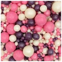 Драже «Жемчуг», взорванные зёрна риса в цветной кондитерской глазури, розовый/серебро/сиреневый, 50 г