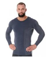 Термобелье мужское Brubeck футболка с длинным рукавом шерсть мериноса COMFORT WOOL тем джинс