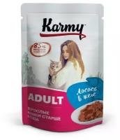 Влажный корм для кошек Karmy Adult, лосось 80 г (кусочки в желе)