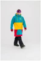 Oversize худи сноубордическое для катания на сноуборде/горных лыжах удлиненное с капюшоном из футера разноцветное, р-р 54-58