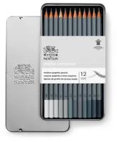 Winsor&Newton Набор профессиональных чернографитовых карандашей 12 твердостей (HB,B-6B,F,H-4H)