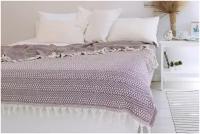 Покрывало на кровать 2-спальное, хлопковый плед, 100 % хлопок, 200*220 см, цвет фиолетовый