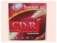 Диск CD-R VS 700 Mb, 52x, Бум. конверт (5), (5/250)