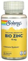 Solaray, Bio Zinc, цинк, био цинк, 15 мг, 100 растительных капсул