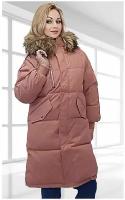 Аляска Пуховик женский зимний длинный с капюшоном с мехом подростковый на девочку 150 155 158 160 см теплая зимняя куртка женская удлиненная, теплое пальто пуховое женская зима утепленное парка аляска, размер 42, розовый