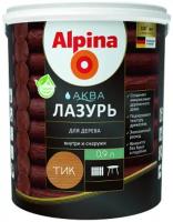 Антисептик лессирующий Alpina Аква лазурь для дерева цветная Тик 0,9 л