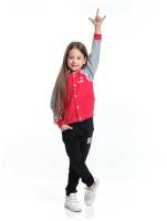 Спортивный костюм для девочек Mini Maxi, модель 7296, цвет красный/серый, размер 98