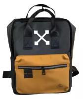 Женский рюкзак Off-White, черный-желтый (44х30х20см) / Рюкзак для школы, для спорта и путешествий